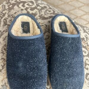 UGG Dark Blue Fleece-Lined Slippers